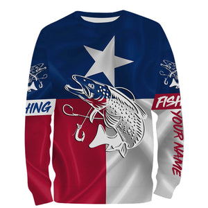 Speckled trout fishing tattoo Texas Flag personalized 3D All Over print shirts NQS400