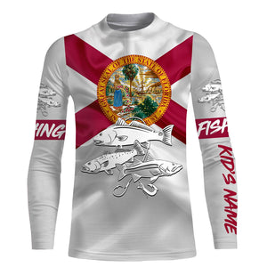 Inshore Slam Snook, Redfish, Trout fishing Florida State Flag personalized fishing apparel NQS402