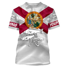 Load image into Gallery viewer, Inshore Slam Snook, Redfish, Trout fishing Florida State Flag personalized fishing apparel NQS402