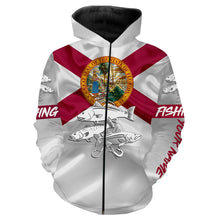 Load image into Gallery viewer, Inshore Slam Snook, Redfish, Trout fishing Florida State Flag personalized fishing apparel NQS402