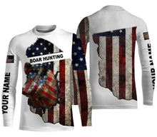Load image into Gallery viewer, Wild hog hunting American flag patriotic legend boar hunter 3d shirts- personalized boar hunting t shirts, hoodie, zip up for men, women, kid NQSD26