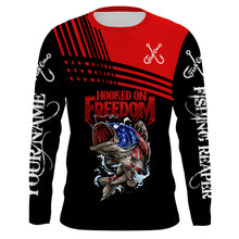 Load image into Gallery viewer, Hook on freedom largemouth Bass patriotic long sleeve sun protection Custom name shirts NQS1163
