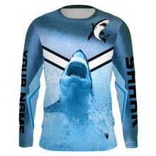 Load image into Gallery viewer, Shark Fishing UV protection quick dry Customize name long sleeves fishing shirts NQS867