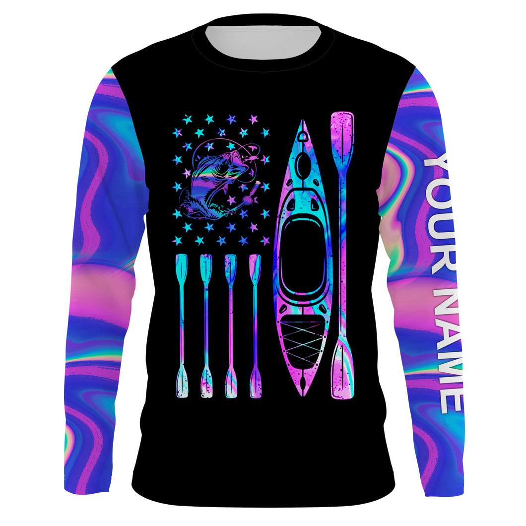 Kayak bass fishing American flag galaxy Custom long sleeves fishing shirts, camo leggings NQSD221