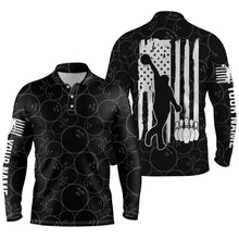 Load image into Gallery viewer, black personalized bowling shirt for men – custom name design side view