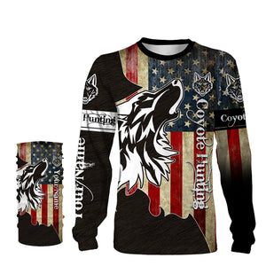 Coyote Hunting Camo American flag patriotic coyote tattoo Customize Name 3D All Over Printed Shirts NQS1406