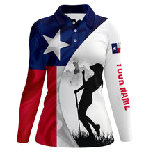 Load image into Gallery viewer, Womens golf polo shirts Texas flag patriotic personalized TX flag golf shirts ladies golf top NQS6327
