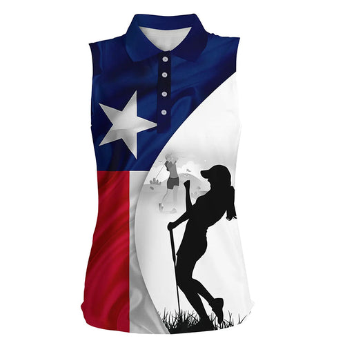 Women sleeveless polo shirt Texas flag patriotic personalized TX flag golf shirts ladies golf top NQS6327