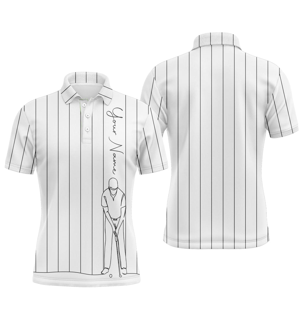 Personalized mens golf polo shirts custom name golf tops mens, golf gifts for men | White NQS4654