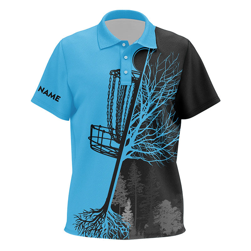 Kid golf polos shirts custom black and blue disc golf basket, disc golf outfit NQS7151