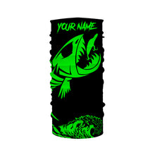 Load image into Gallery viewer, Fish skeleton reaper green black sun protection performance custom name long sleeve fishing jerseys NQS3578