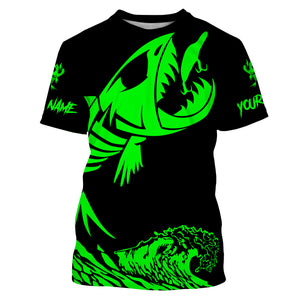 Fish skeleton reaper green black sun protection performance custom name long sleeve fishing jerseys NQS3578