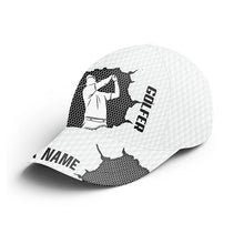 Load image into Gallery viewer, Black white Golfer hat custom name sun hats for men,  golf caps and hats unique golf gifts NQS4664
