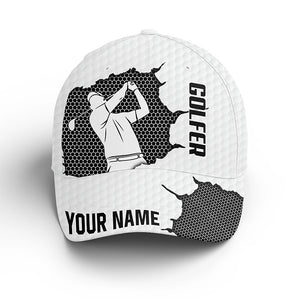 Black white Golfer hat custom name sun hats for men,  golf caps and hats unique golf gifts NQS4664