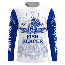 Load image into Gallery viewer, Fish reaper fishing blue shirt Customize Name Long Sleeve Fishing Shirts, fishing gift NQS2484