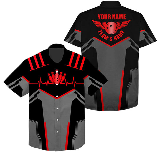 Custom Hawaiian bowling shirt for bowling – personalized team jersey front view
