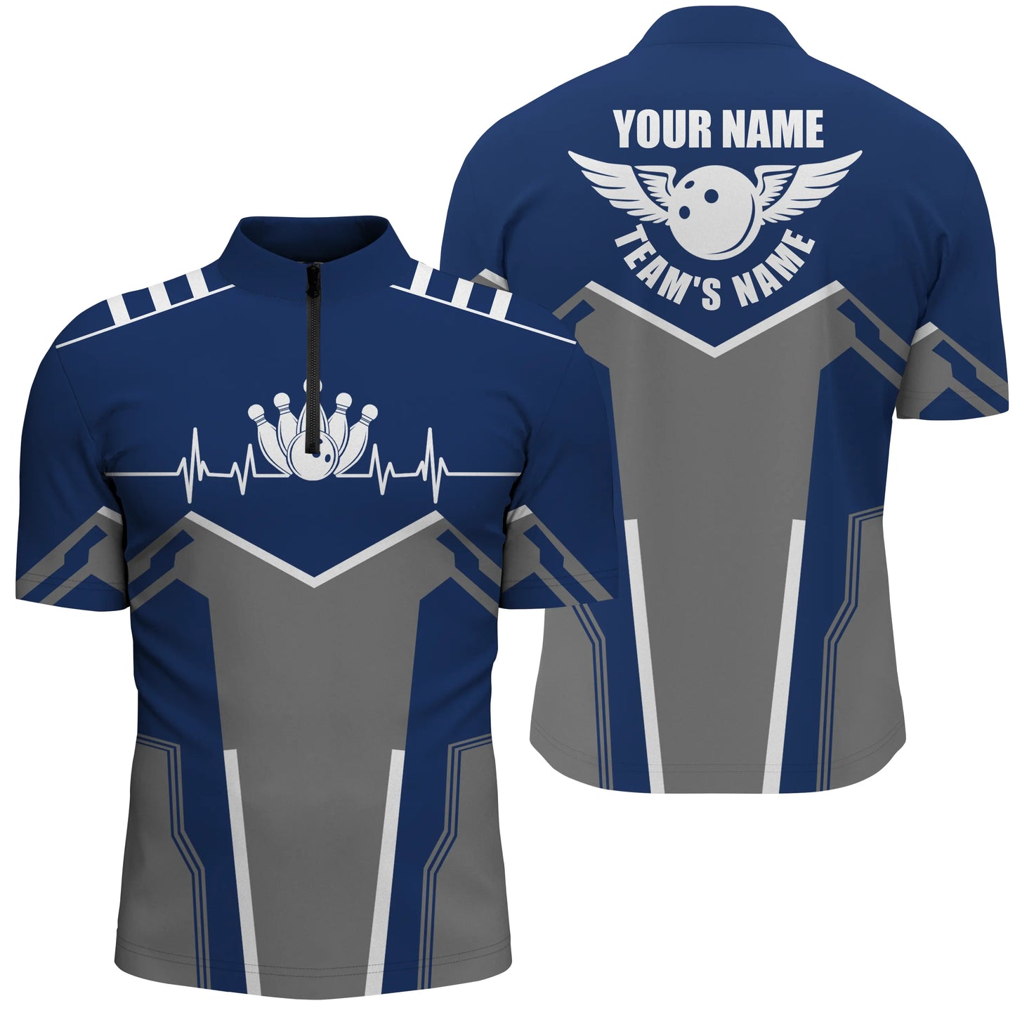 Custom bowling shirt for men – personalized team jersey front view