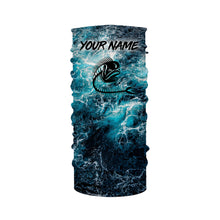 Load image into Gallery viewer, Custom blue ocean Mahi mahi fish bone Saltwater Long sleeves Sea wave camo Fishing Shirts NQS2097