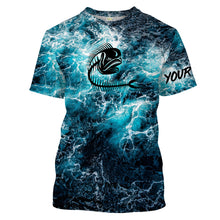 Load image into Gallery viewer, Custom blue ocean Mahi mahi fish bone Saltwater Long sleeves Sea wave camo Fishing Shirts NQS2097