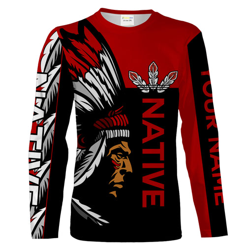 Customize Native American men red tattoo 3D All over print Shirt Indigenous Gifts Apparel, Native Arrow Feathers NQS2099