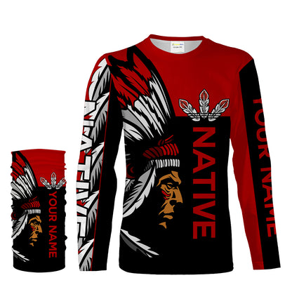 Customize Native American men red tattoo 3D All over print Shirt Indigenous Gifts Apparel NQS2099