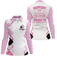 Load image into Gallery viewer, Pink leopard Womens golf polo shirt support the fighters custom breast cancer awareness golf shirts NQS6370