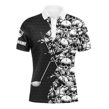 Load image into Gallery viewer, Mens long sleeve golf tops polo black pattern skull golf clubs custom name golf performance shirts NQS3920