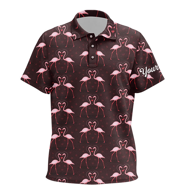 Love pink flamingos pattern custom Kid golf polo shirt, Flamingo golfing gifts NQS6858