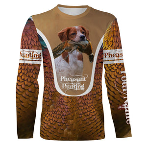 Brittany Pheasant hunting dog Custom name All over print Shirts, Personalized Hunting gifts FSD4000