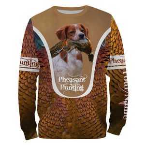 Brittany Pheasant hunting dog Custom name All over print Shirts, Personalized Hunting gifts FSD4000