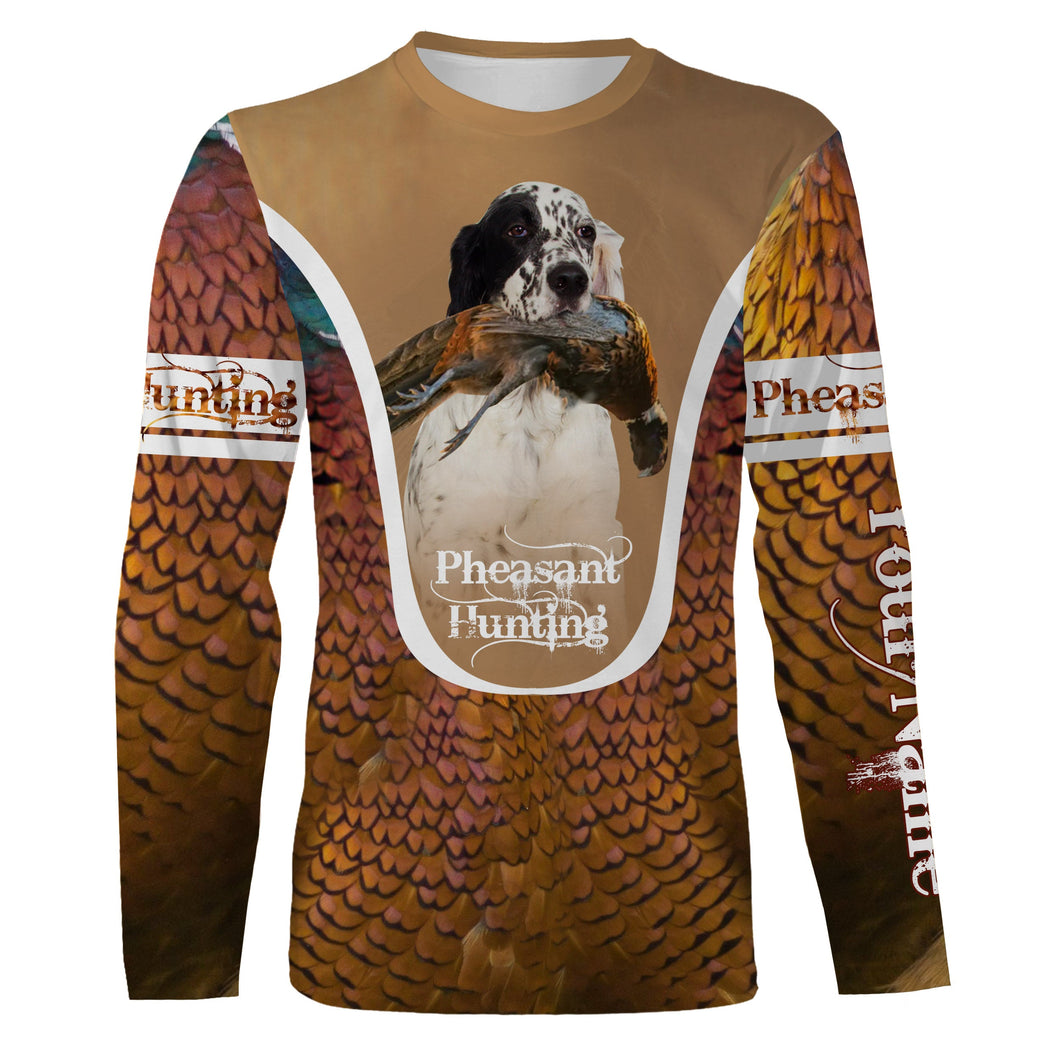 English Setter Pheasant hunting dog Custom name All over print Shirts, Personalized Hunting gifts FSD4002