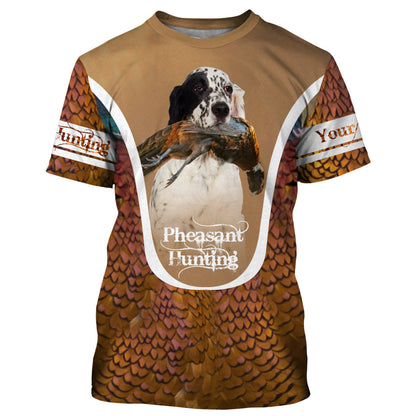 English Setter Pheasant hunting dog Custom name All over print Shirts, Personalized Hunting gifts FSD4002