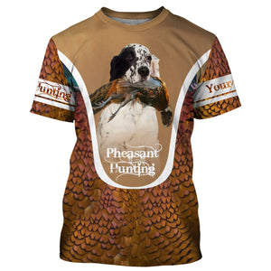 English Setter Pheasant hunting dog Custom name All over print Shirts, Personalized Hunting gifts FSD4002