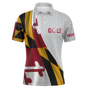 Maryland flag white golf ball skin Mens golf polo shirts custom name patriotic golf tops for mens NQS6868