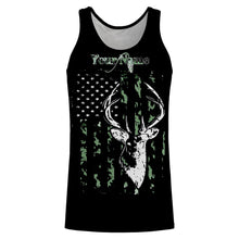Load image into Gallery viewer, Deer hunting legend deer skull green camo American flag custom name deer hunting shirts NQSD54