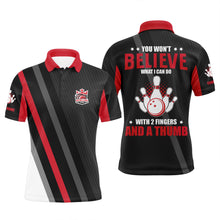 Load image into Gallery viewer, Custom Red black bowling shirt for bowling – personalized team jersey front view