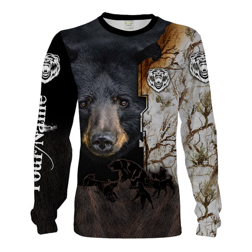 Black bear hunting dog winter camo Customize Name 3D All Over Printed Shirts Personalized hunting apparel NQS1689
