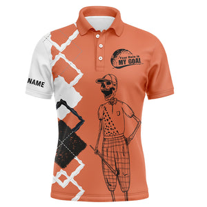 Funny golf shirts skull custom Men golf polos shirts your hole is my goal, golf gifts for him | Orange NQS4590
