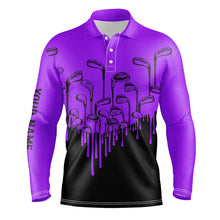 Load image into Gallery viewer, Purple and black Halloween golf clubs Mens golf polo shirts custom name male golf attire for men NQS6432