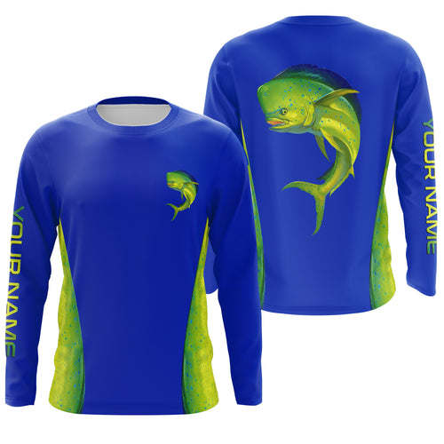 Mahi mahi ( Dorado) fishing blue ocean Mahi mahi scales Custom 3D All over printed Fishing Shirts NQS2530