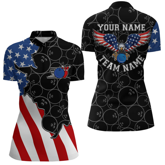 Custom bowling shirt for women – personalized team jersey front view