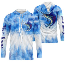 Load image into Gallery viewer, Sailfish saltwater fishing blue sea camo Custom Name sun protection UPF long sleeves fishing shirts NQS3511