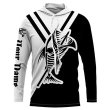 Load image into Gallery viewer, Bowfishing shirts fish skeleton black &amp; white Custom Name long sleeve UV protection fishing shirts NQS3651