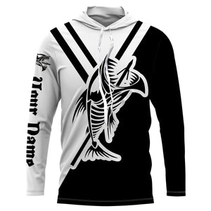 Bowfishing shirts fish skeleton black & white Custom Name long sleeve UV protection fishing shirts NQS3651