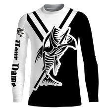 Load image into Gallery viewer, Bowfishing shirts fish skeleton black &amp; white Custom Name long sleeve UV protection fishing shirts NQS3651