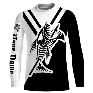 Bowfishing shirts fish skeleton black & white Custom Name long sleeve UV protection fishing shirts NQS3651