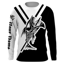 Load image into Gallery viewer, Bowfishing shirts fish skeleton black &amp; white Custom Name long sleeve UV protection fishing shirts NQS3651