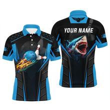 Load image into Gallery viewer, Personalized 3D bowling shirts for men Custom shark team blue bowling ball Bowling jerseys polo Shirts NQS5336