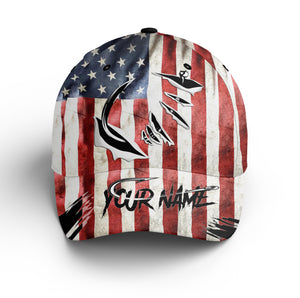 American flag fish hook Custom fishing hat Adjustable Unisex Fishing Baseball Angler flag hat cap NQS3524