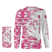 Load image into Gallery viewer, Love Horse tattoo pink camo Customize Name 3D All Over Printed Shirts Personalized gift for horse lovers NQS2434